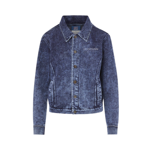 MV Sport Women's Mila Acid Wash Denim Terry Jacket